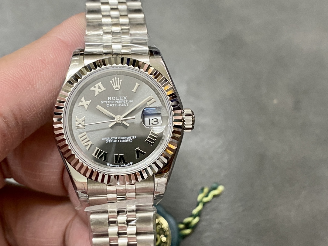 Rolex Datejust 279174 Stainless Steel Dark Grey Roman Dial 28mm Lady Replica Watch - QualitySwissReplica