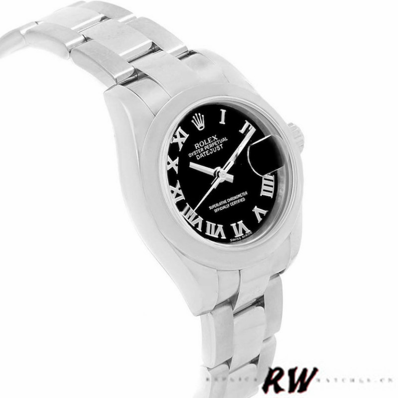 Rolex Datejust 179160 Oyster Bracelet Black Roman Dial 26MM Lady Replica Watch - QualitySwissReplica