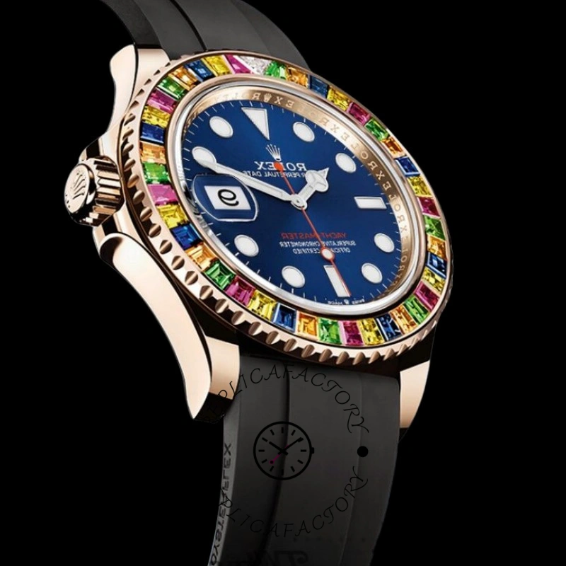 Rolex Yacht-Master 116695 Black Rubber Strap Blue Dial 40MM Mens Replica Watch - QualitySwissReplica