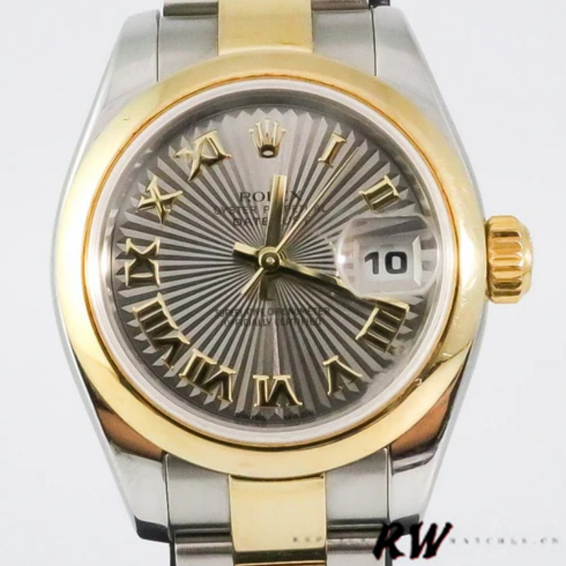 Rolex Datejust 179163 Sunbeam Gray Dial Domed Dezel 26MM Lady Replica Watch - QualitySwissReplica
