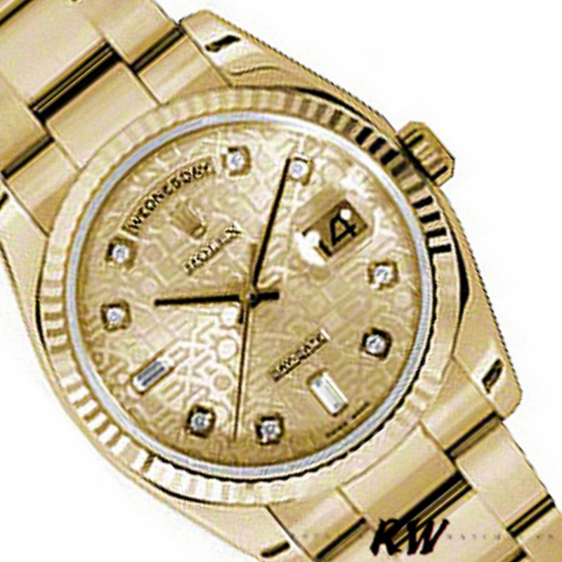 Rolex Day-Date 118238 Champagne Jubilee Diamond Dial 36mm Unisex Replica Watch - QualitySwissReplica