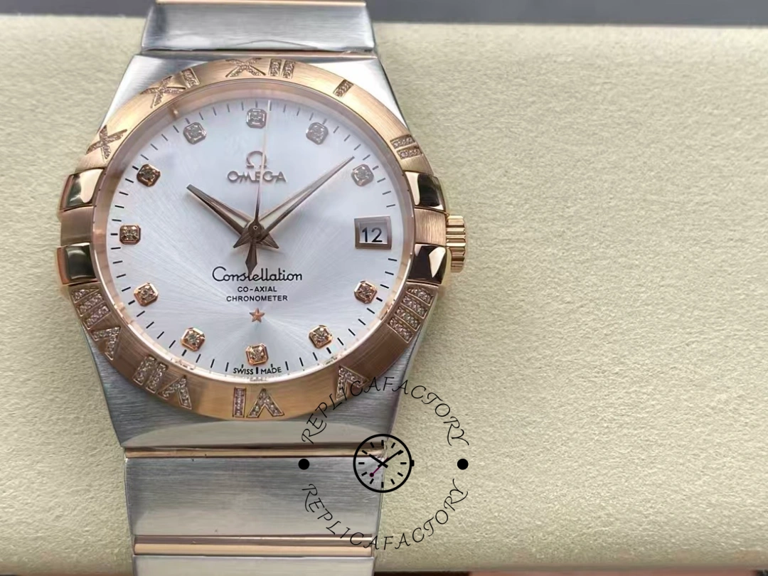 Omega Constellation Co-Axial 38 mm 123.25.38.21.52.003 Silver Replica Dial - QualitySwissReplica