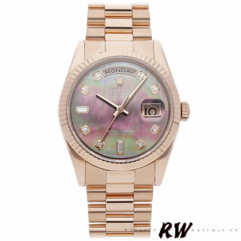 Rolex Day-Date 118235 Mother of pearl diamond dial 36mm Unisex Replica Watch - QualitySwissReplica