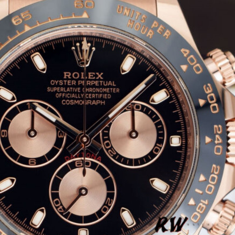 Rolex Cosmograph Daytona 116515 Leather strap Black Dial 40mm Mens Replica Watch - QualitySwissReplica