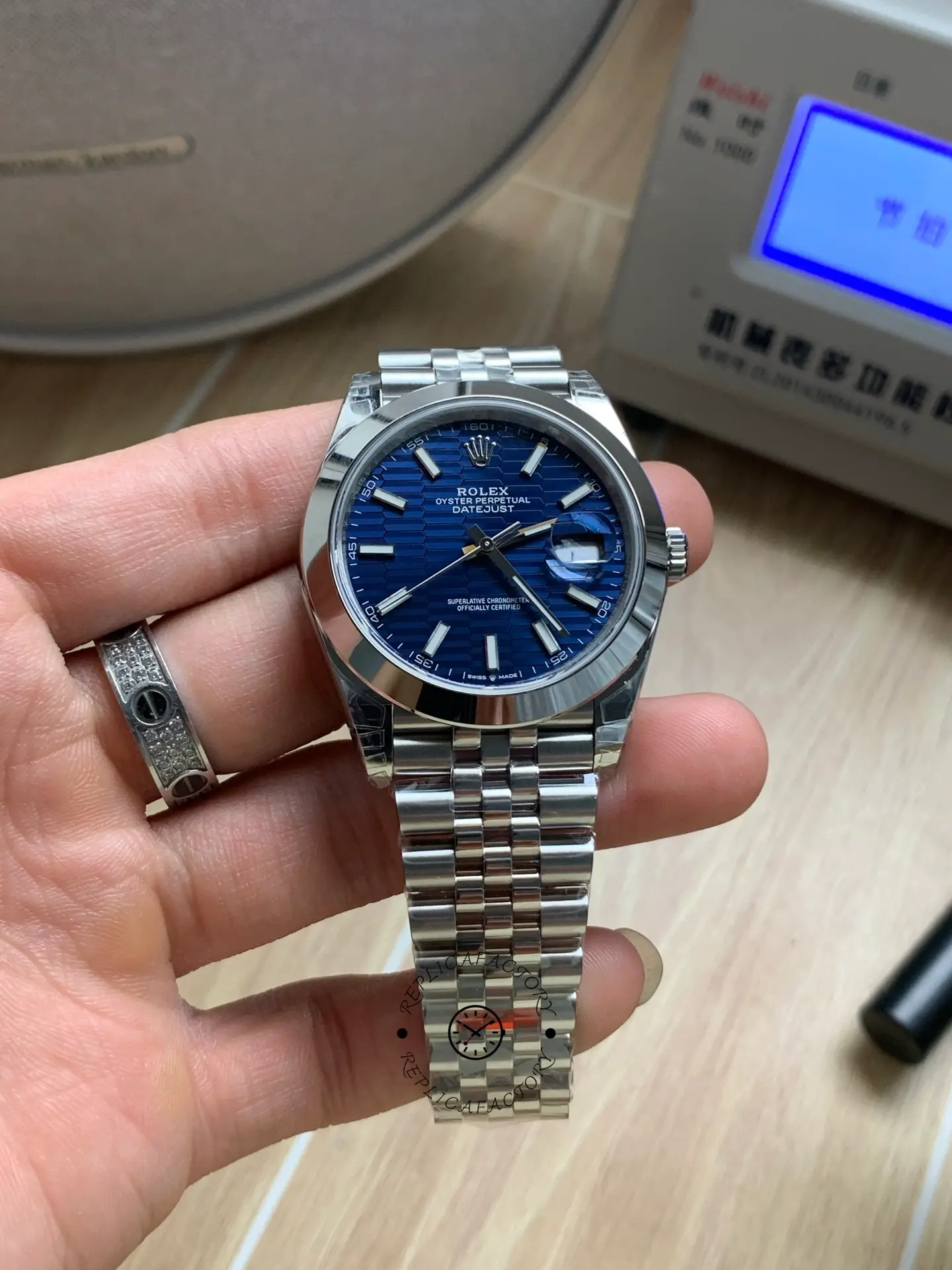 Rolex Datejust 41 Stainless Steel Smooth 126300 0024 Blue Stick Dial - QualitySwissReplica