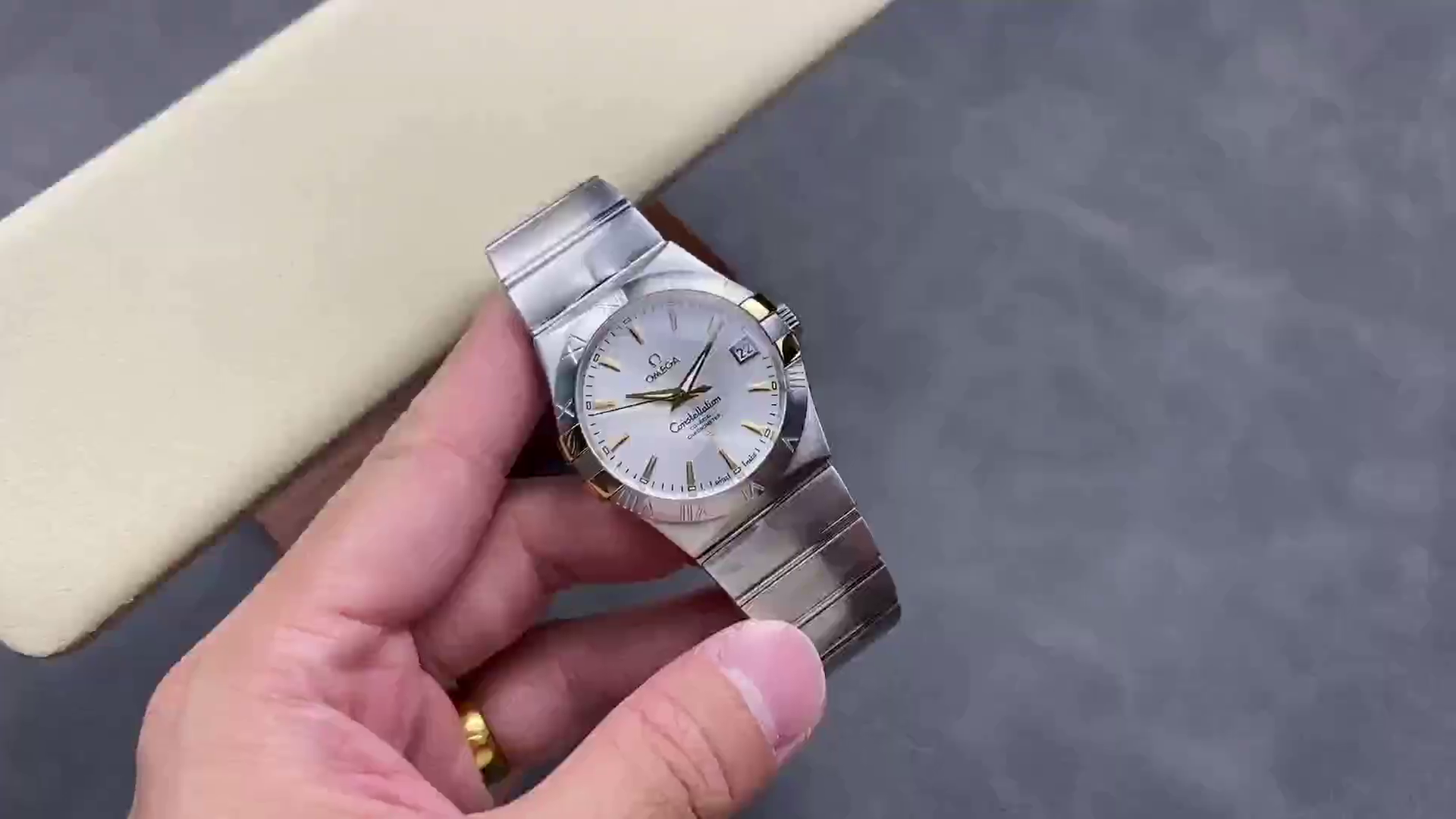 Omega Constellation Co-Axial Replica 123.20.38.21.02.005 Yellow Gold Index Watch - QualitySwissReplica