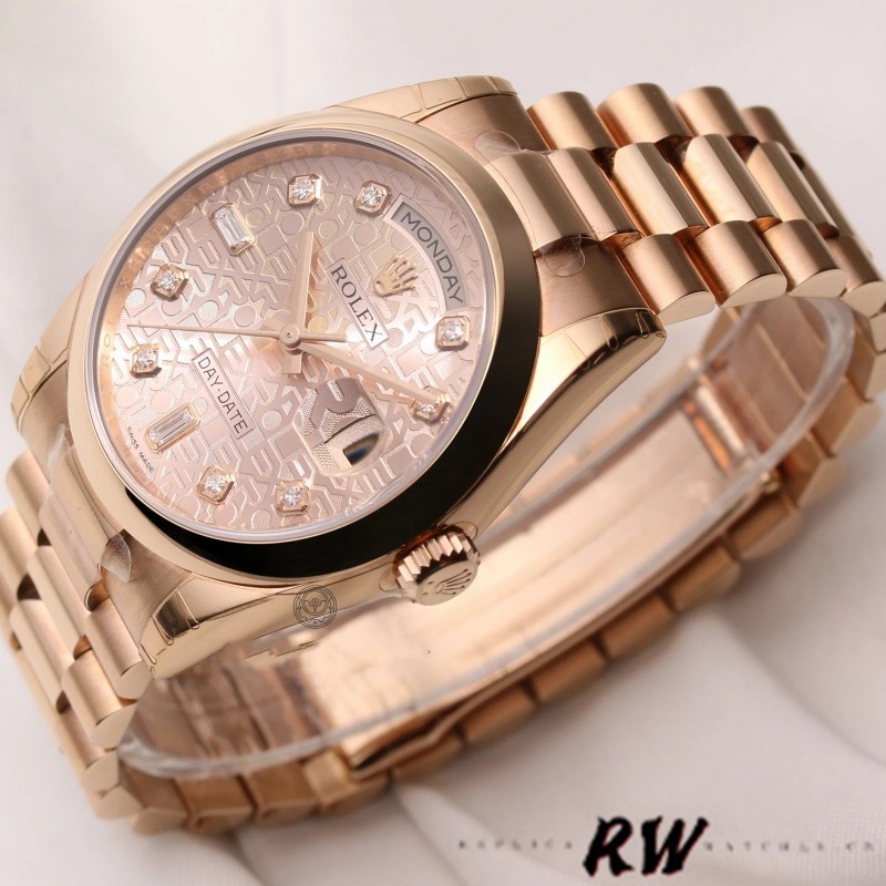 Rolex Day-Date 118205 Rose Gold Jubilee Pink Dial 36mm Unisex Replica Watch - QualitySwissReplica