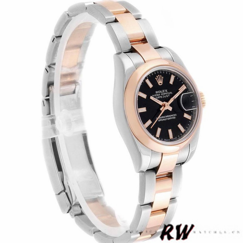 Rolex Datejust 179161 Stainless Steel and Everose Gold Black Index Dial 26MM Lady Replica Watch - QualitySwissReplica