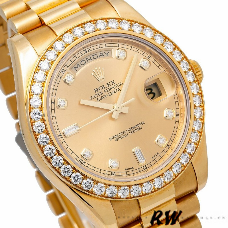 Rolex Day-Date 218348 Champagne Diamonds Dial 41MM Mens Replica Watch - QualitySwissReplica