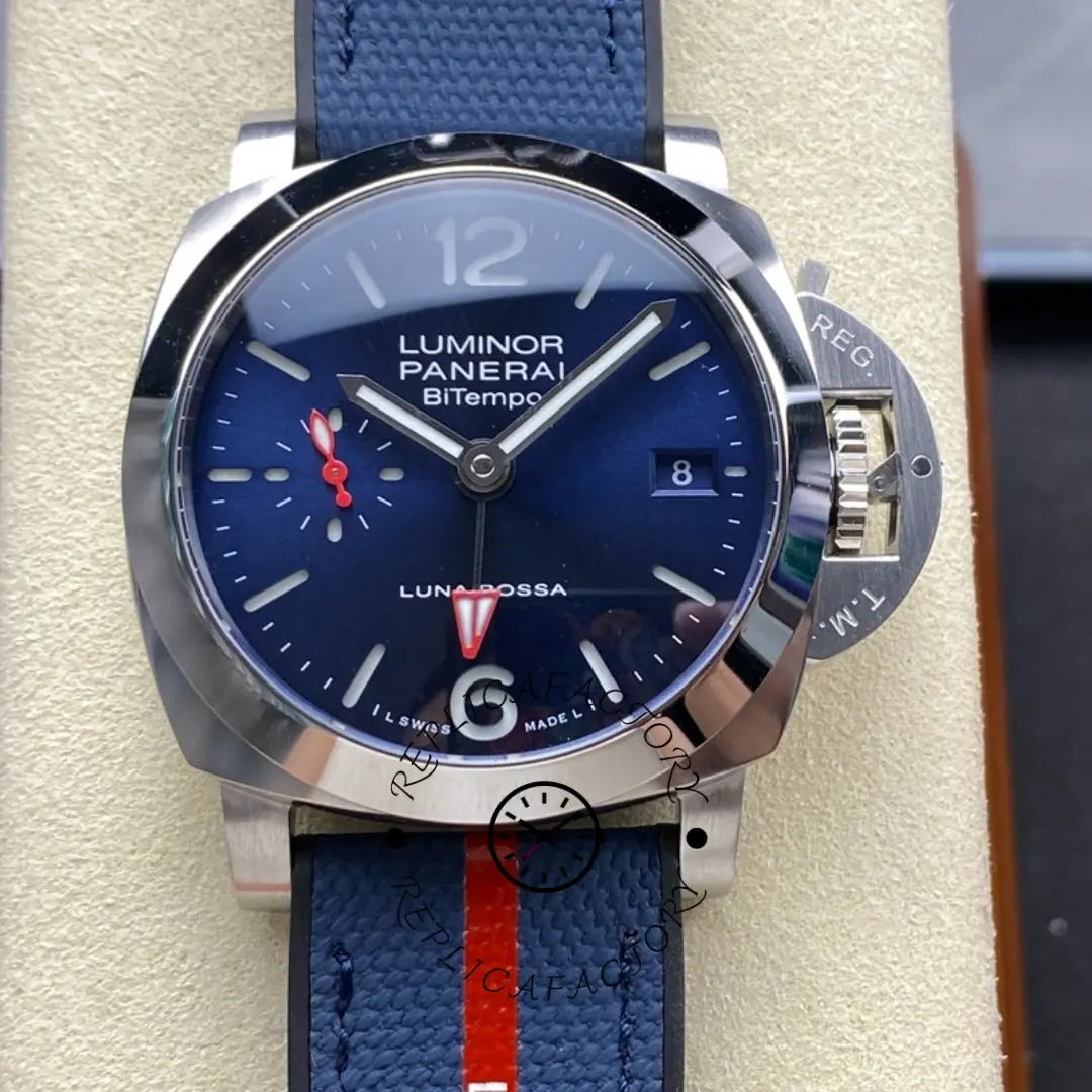 Panerai PAM01404 Luminor 1950 BiTempo Luna Rossa 1:1 Clone 40mm Blue Dial - QualitySwissReplica