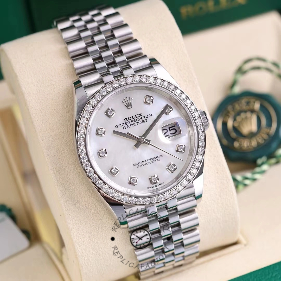 Rolex Datejust 178384 White Mother Of Pearl Diamonds Dial 31MM Lady Replica Watch - QualitySwissReplica