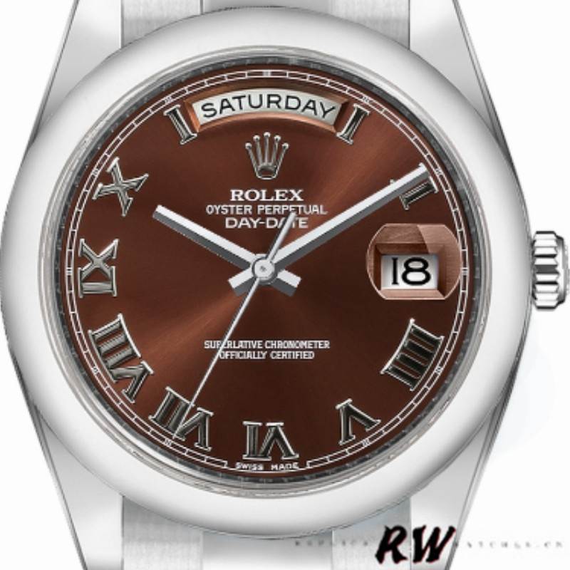 Rolex Day-Date 118209 Chocolate Brown Diamonds Dial 36mm Unisex Replica Watch - QualitySwissReplica