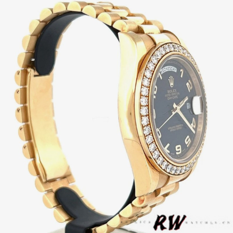 Rolex Day-Date 218348 Wave Black Dial 41MM Mens Replica Watch - QualitySwissReplica
