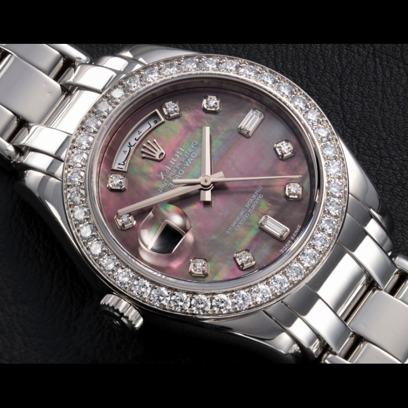 Rolex Day-Date 18946 Dark MOP Black Diamonds Dial Special Edition 39MM Mens Replica Watch - QualitySwissReplica