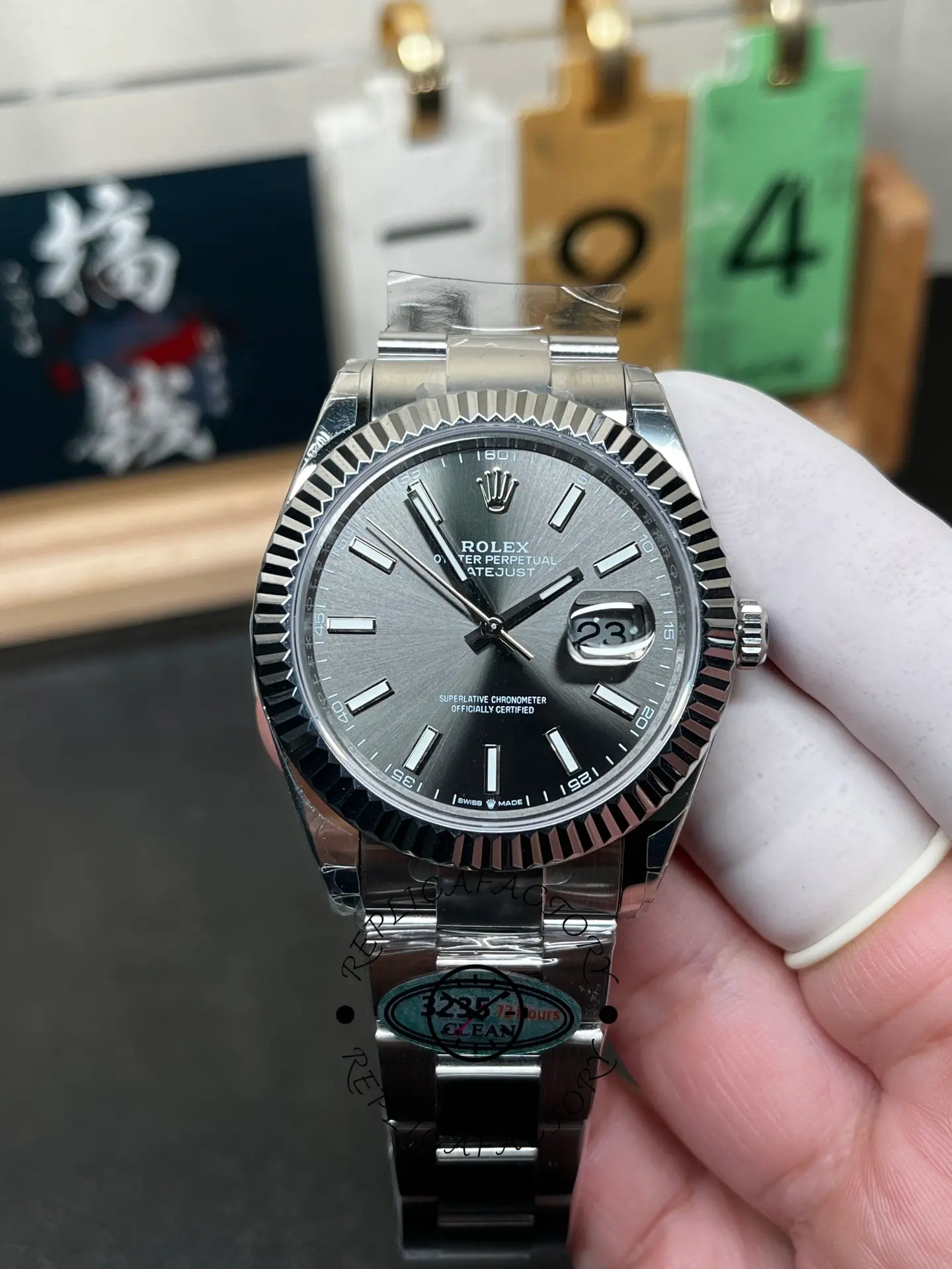 Rolex Datejust 41 White Gold Fluted Bezel Slate Dial Oyster M126334 0013 Men's Watch - QualitySwissReplica