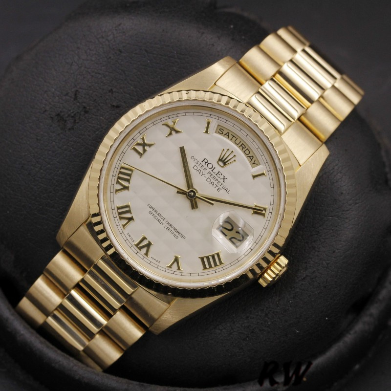 Rolex Day-Date 118238 Ivory Dial Fluted Bezel 36mm Unisex Replica Watch - QualitySwissReplica