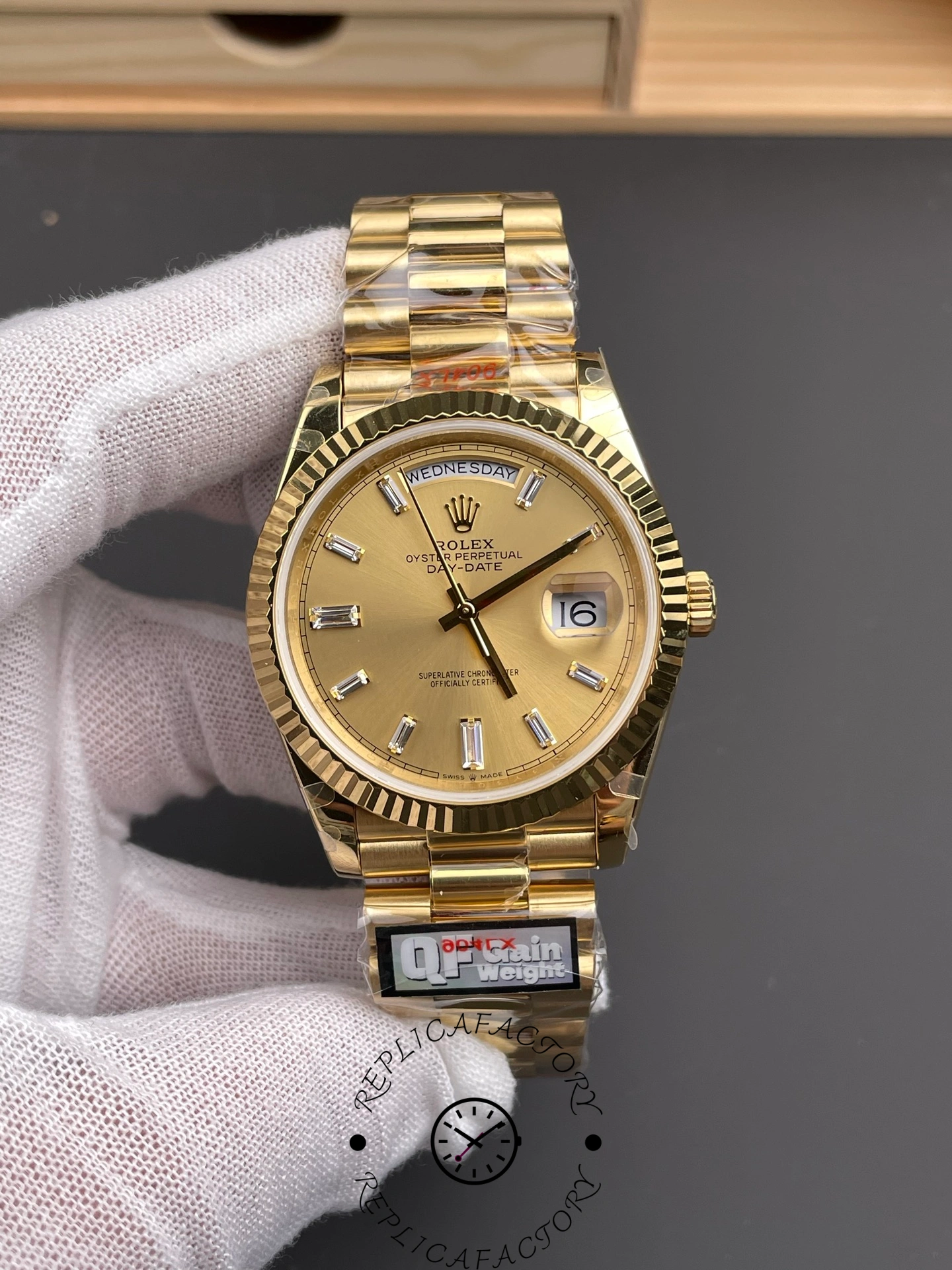 Rolex Day Date 40 Yellow Gold Champagne Dial m228238 0005 - QualitySwissReplica