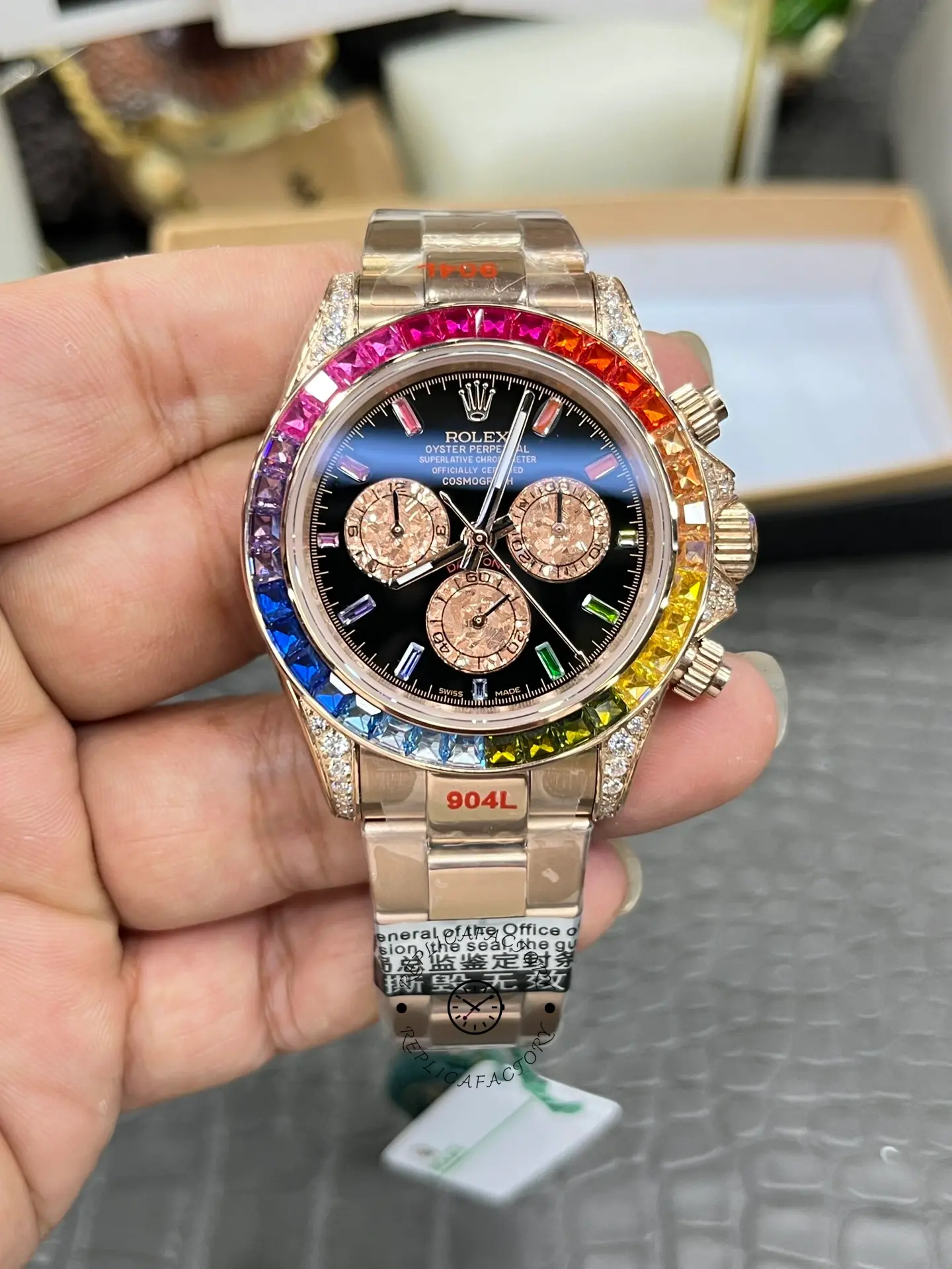 Rolex Cosmograph Daytona 40mm Black Sapphire Rainbow Dial 116595RBOW - QualitySwissReplica