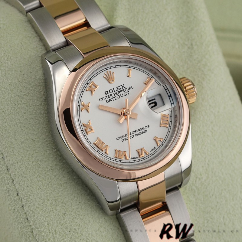 Rolex Datejust 179161 Stainless Steel and Everose Gold White Roman Dial 26MM Lady Replica Watch - QualitySwissReplica