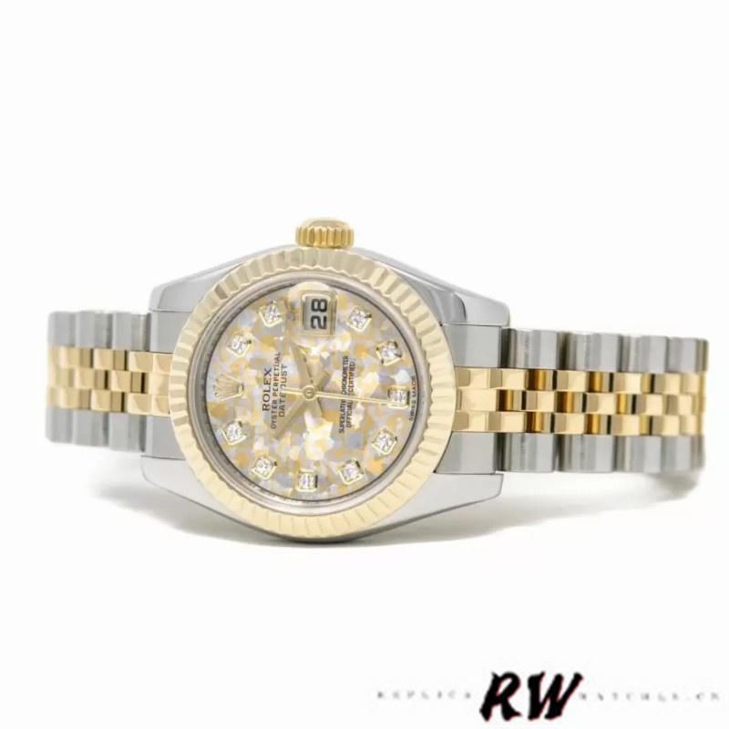 Rolex Datejust 179173 Jubilee Crystal Grey and Champagne Dial 26MM Lady Replica Watch - QualitySwissReplica