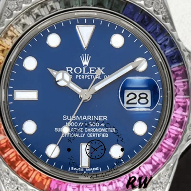 Rolex Submariner 116610 Blue Dial Blue Rubber strap 40mm Mens Replica Watch - QualitySwissReplica