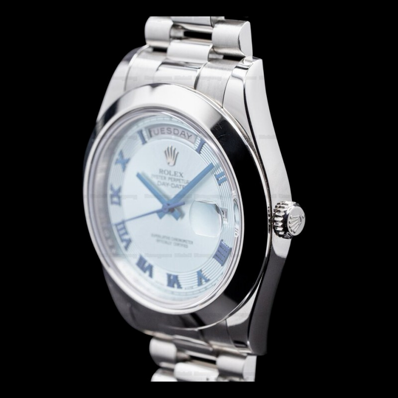 Rolex Day-Date 218206 Concentric Circle Ice Blue Dial Platinum 41MM Mens Replica Watch - QualitySwissReplica