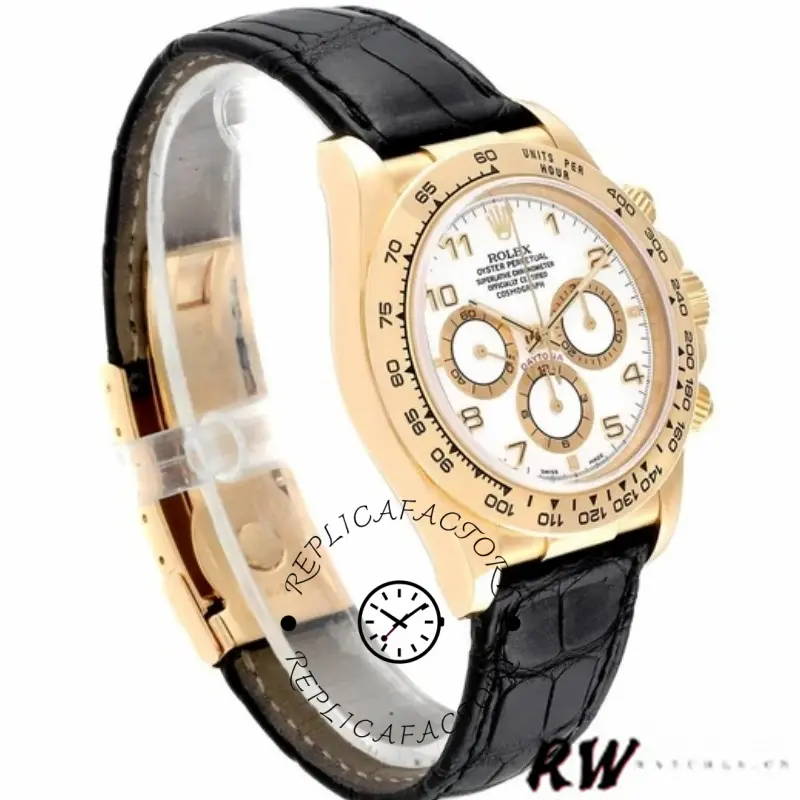 Rolex Daytona 116518 Black Leather Strap White Dial 40mm Mens Replica Watch - QualitySwissReplica