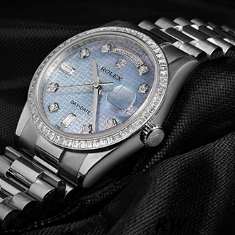 Rolex Day Date 118346 Oxford Motif Diamond Dial 36mm Unisex Replica Watch - QualitySwissReplica