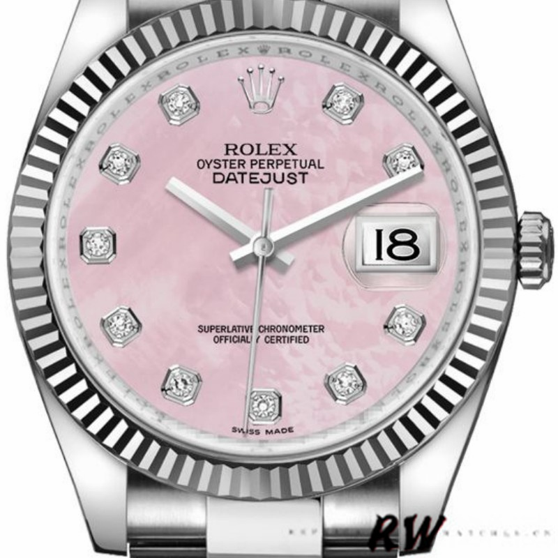 Rolex Datejust 116234 Mother of Pearl Pink Diamond Dial 36mm Lady Replica Watch - QualitySwissReplica