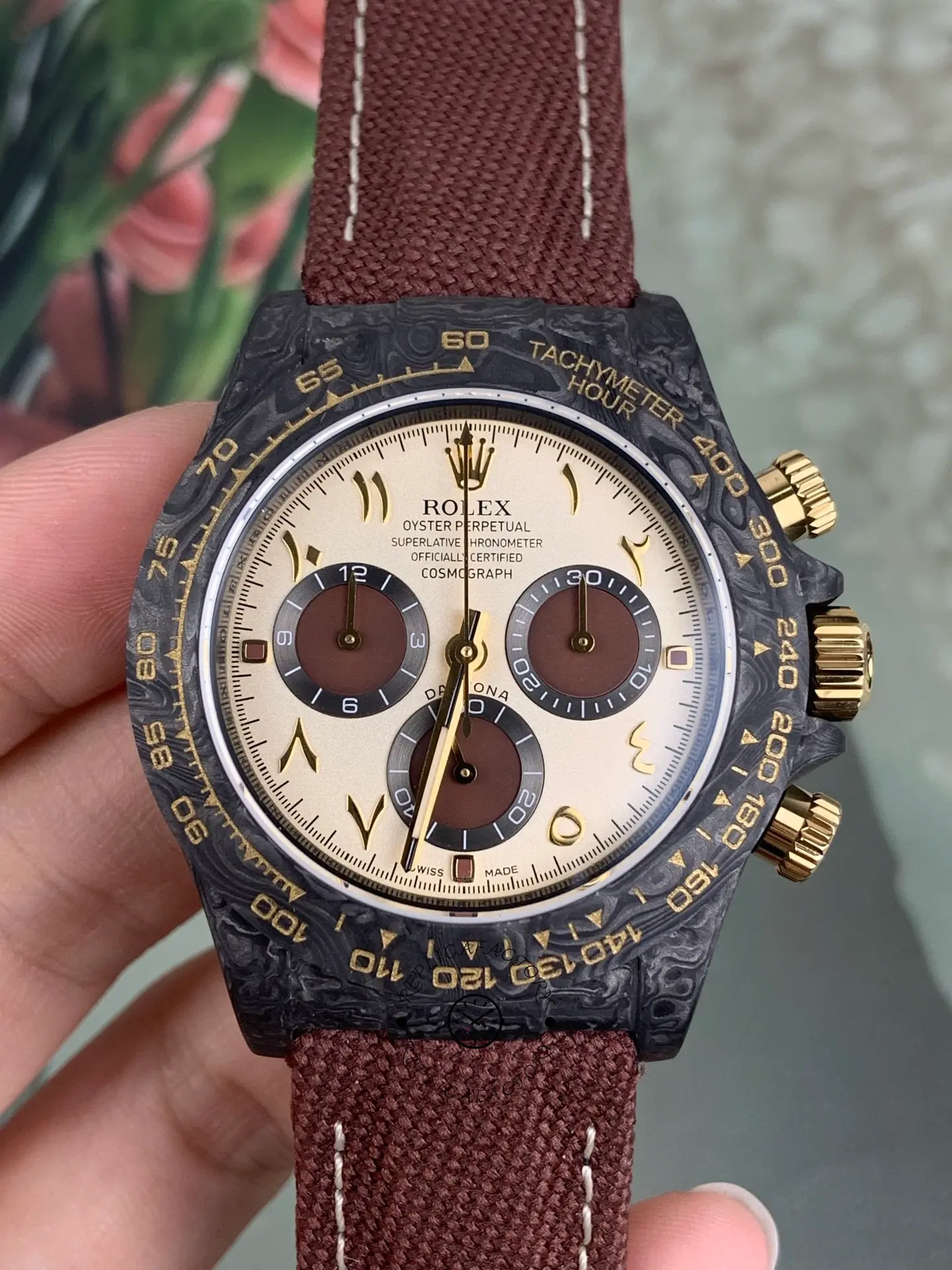 Rolex Daytona DIW Desert Eagle Arabic Carbon Fiber Customised Cream Dial 40 mm - QualitySwissReplica