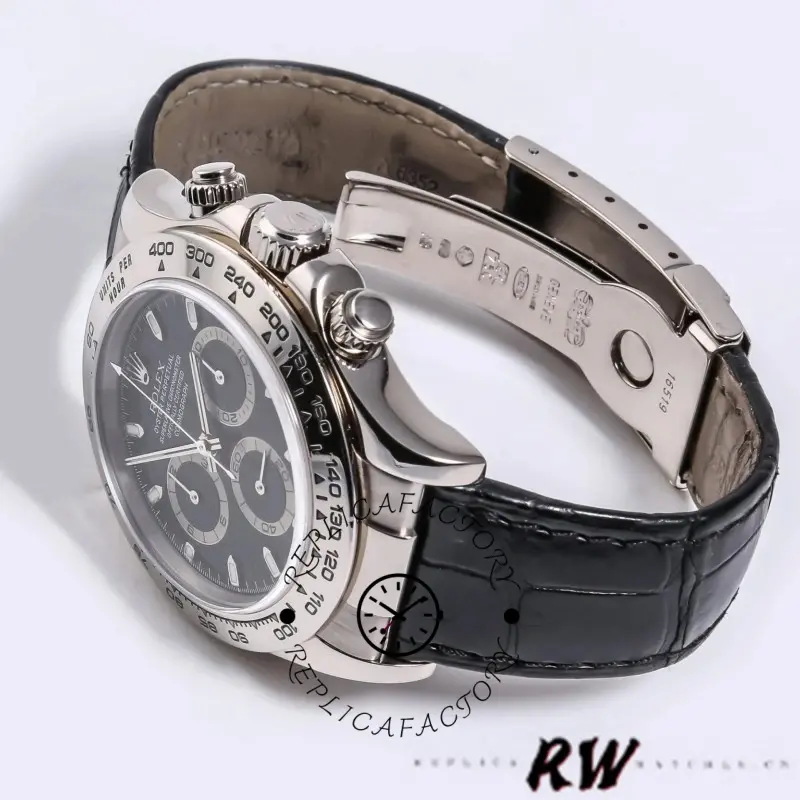 Rolex Daytona 116519 White Gold Black Dial 40mm Mens Replica Watch - QualitySwissReplica