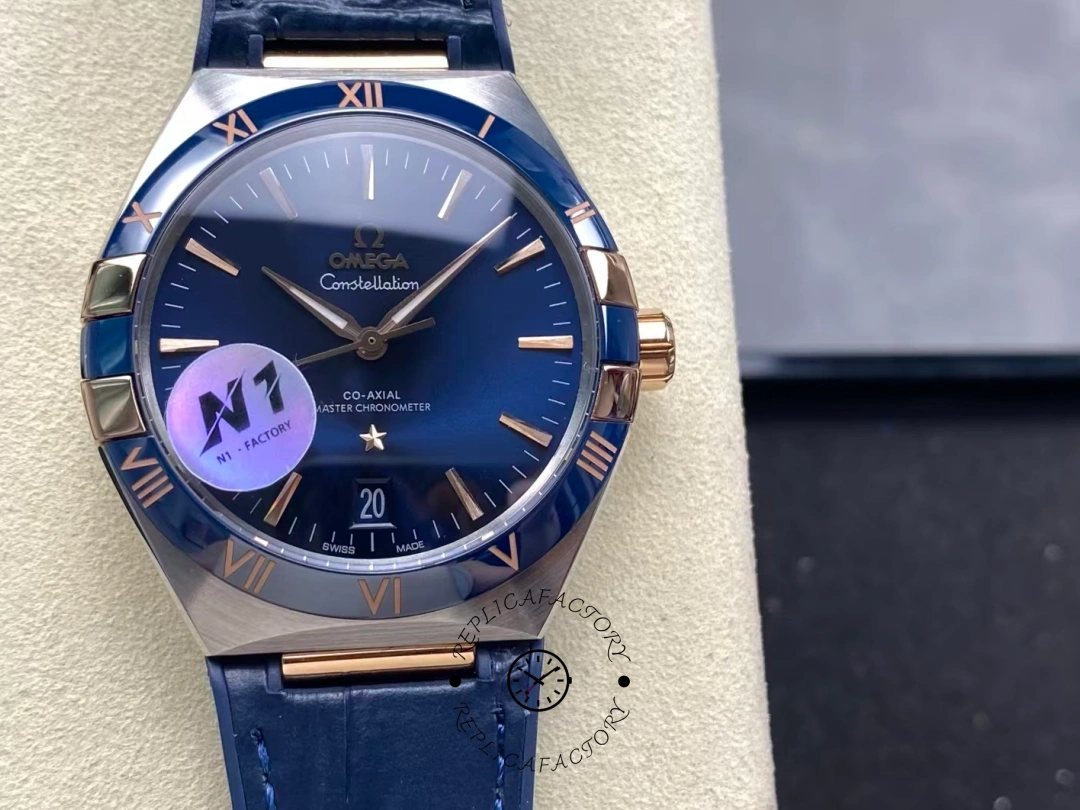 Omega Constellation Blue Ceramic Rose Gold Men's Watch 131.23.41.21.03.001 Clone - QualitySwissReplica