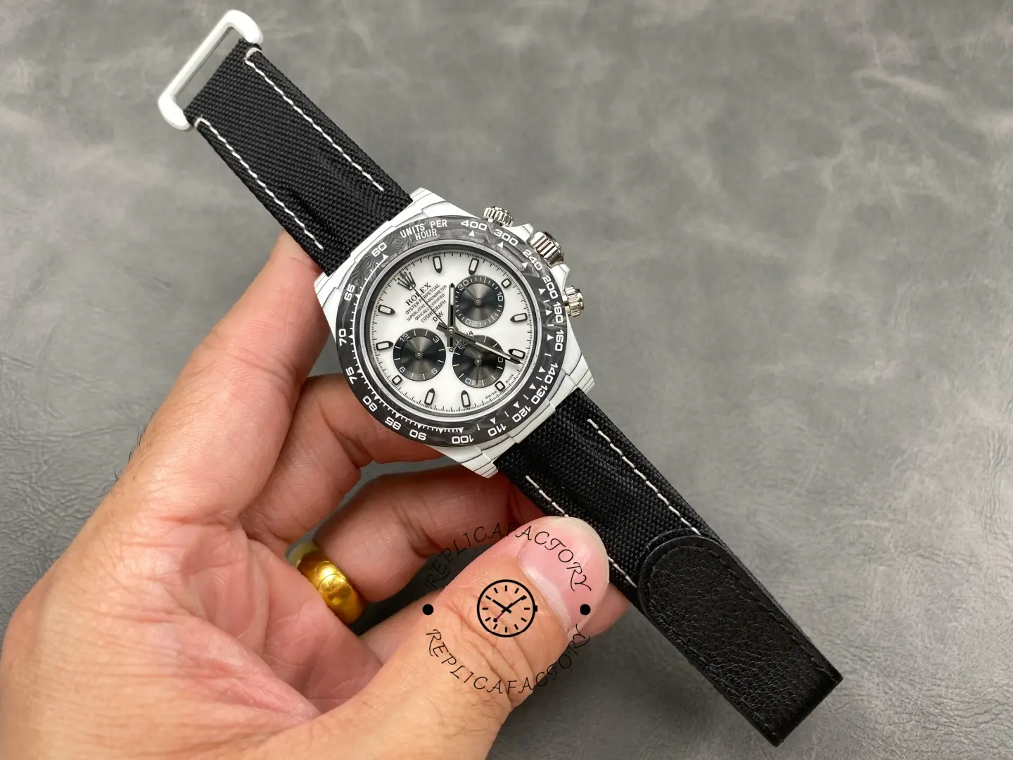 Replica Rolex Daytona IRBIS DiW White & Black Dial Black Nylon Strap 41mm - QualitySwissReplica