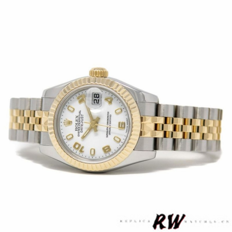 Rolex Datejust 179173 White Arabic Numerals Dial Fluted Bezel 26MM Lady Replica Watch - QualitySwissReplica