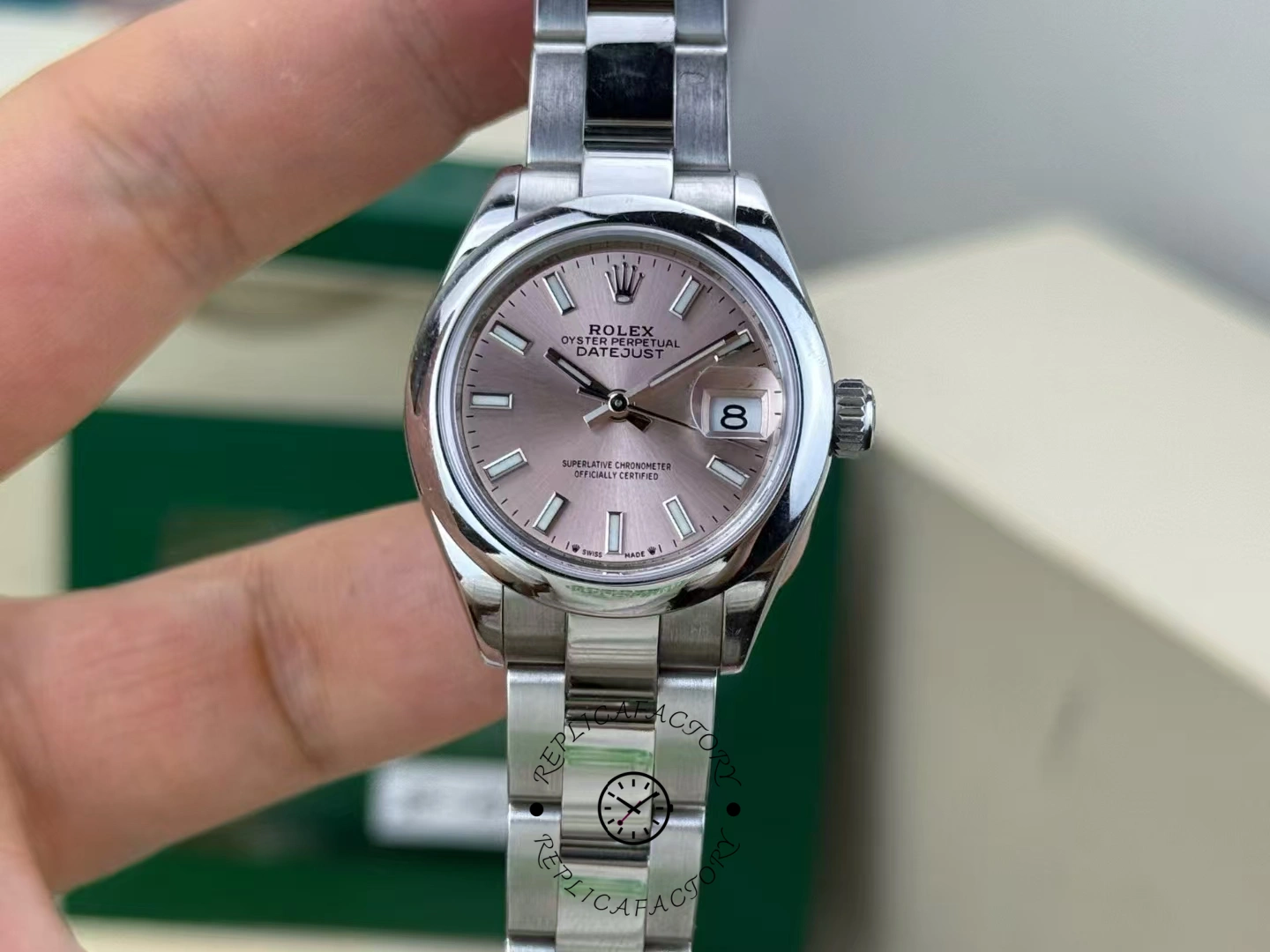 Rolex Datejust 179160 Pink Index Dial Domed Bezel 26MM Lady Replica Watch - QualitySwissReplica
