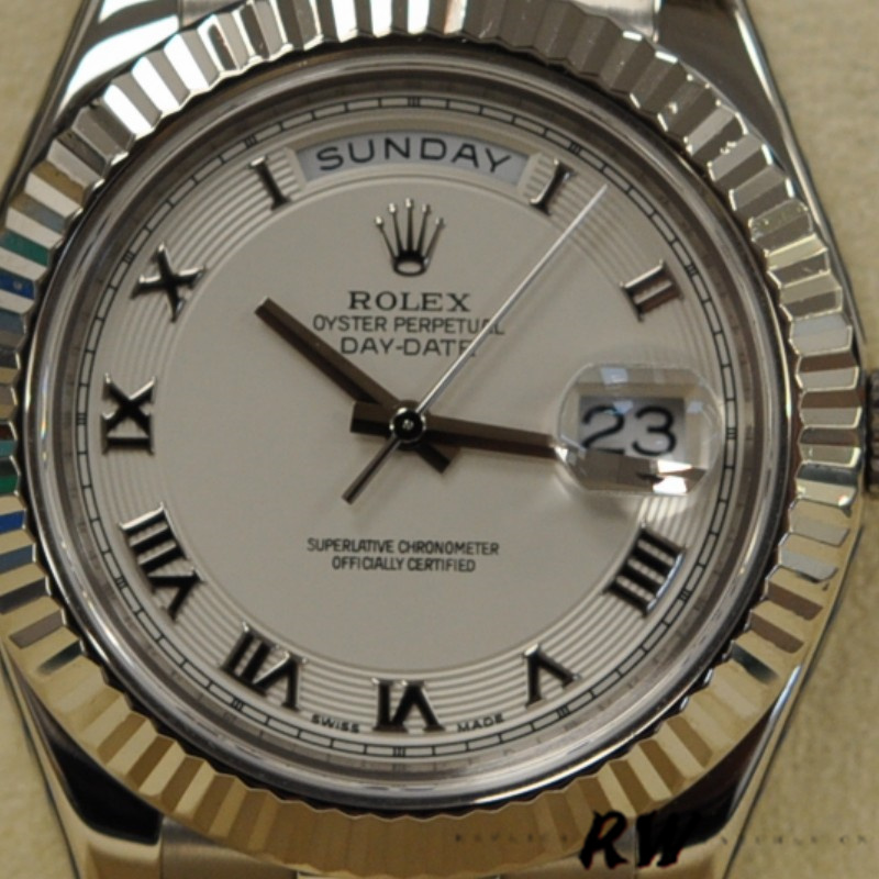 Rolex Day-Date 218239 Ivory Roman Numerals Dial White Gold 41MM Mens Replica Watch - QualitySwissReplica