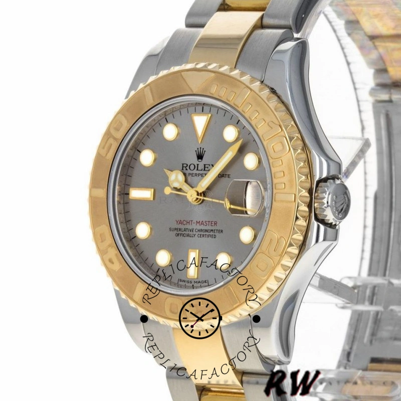 Rolex Yacht-Master 168623 Steel Yellow Gold Platinum Dial 35MM Unisex Replica Watch - QualitySwissReplica