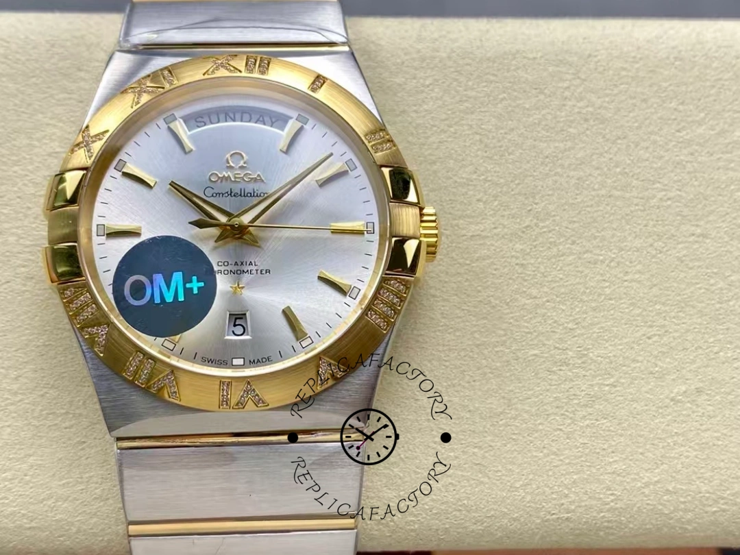 Omega Constellation Day-Date Diamond Watch 123.25.38.22.02.002 Replica - QualitySwissReplica