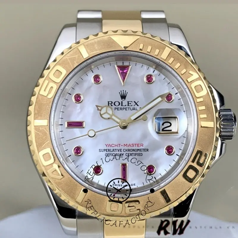 Rolex Yachtmaster 16623 Steel Yellow Gold White MOP Dial 40MM Mens Replica Watch - QualitySwissReplica