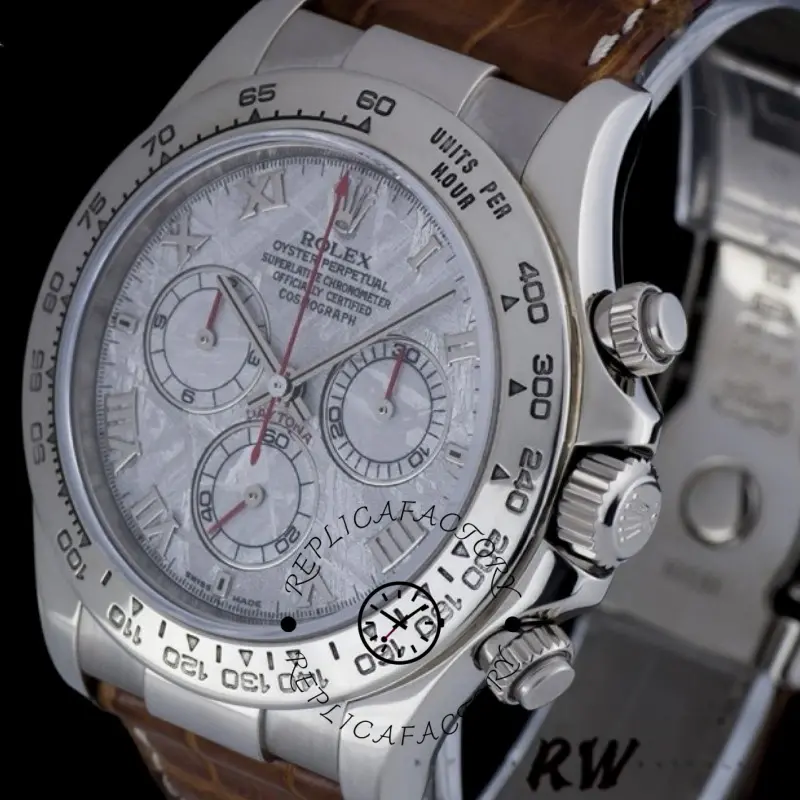 Rolex Daytona 116519 Brown Leather strap Meteorite Dial 40mm Mens Replica Watch - QualitySwissReplica