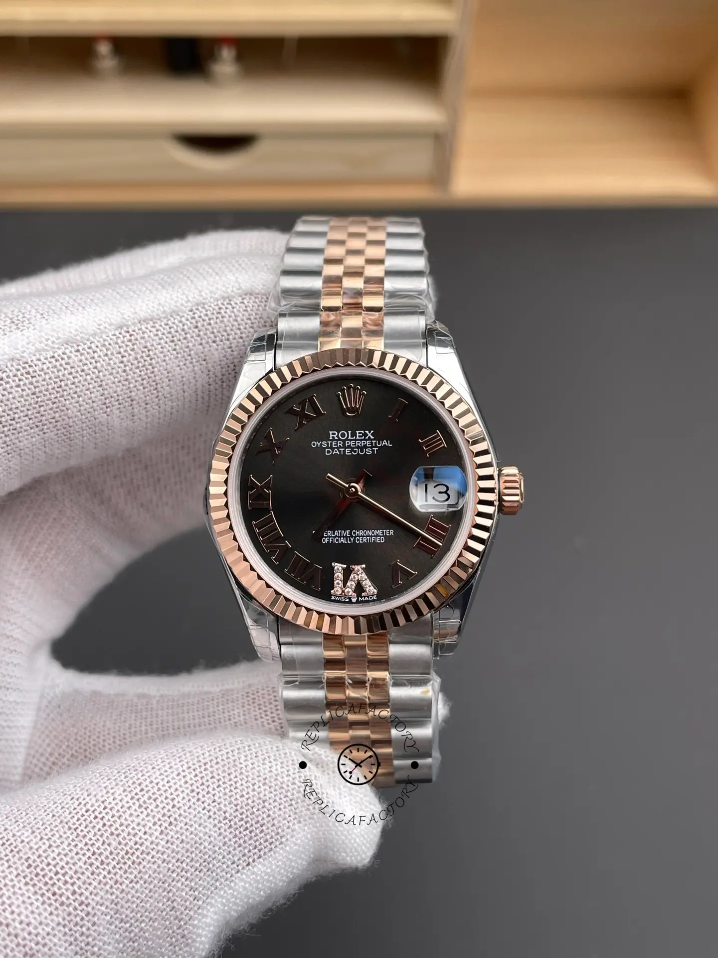 Rolex Datejust 31 Slate Grey Dial Diamond VI 278271 0030 Women's Watch - QualitySwissReplica