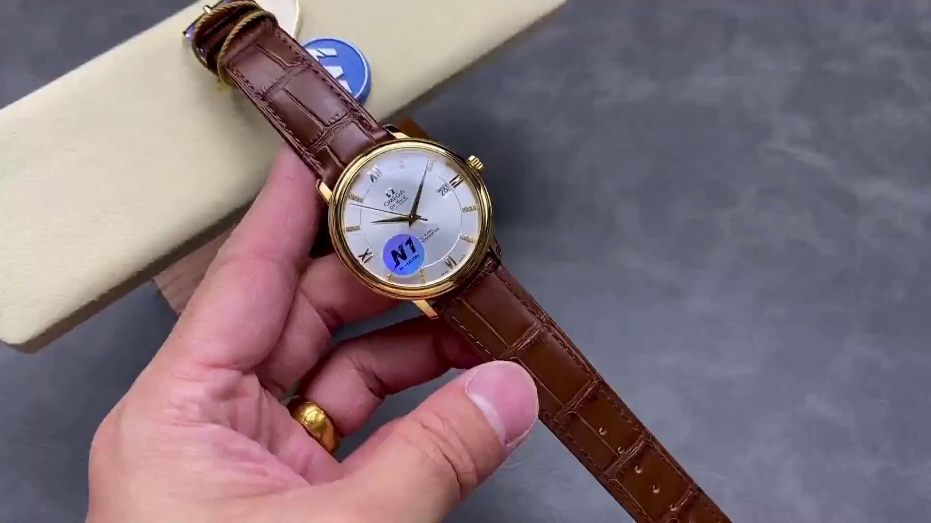 Omega De Ville Prestige Brown Leather Strap 424.53.40.20.52.001 Clone - QualitySwissReplica