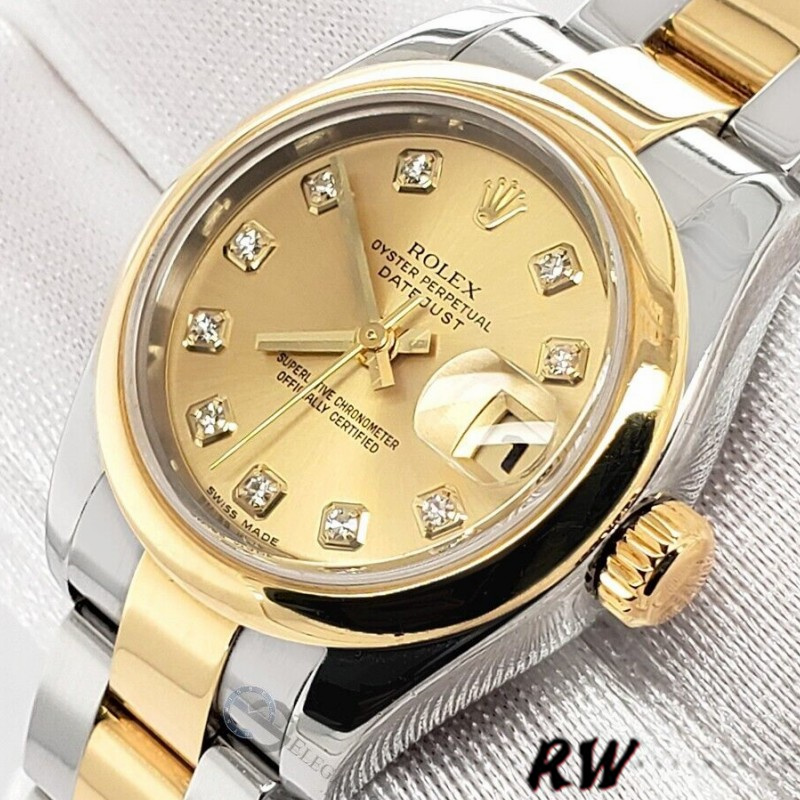 Rolex Datejust 179163 Champagne Dial Domed Dezel 26MM Lady Replica Watch - QualitySwissReplica