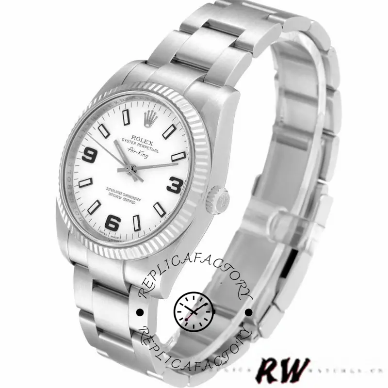 Rolex Oyster Perpetual Air-King 114234 White Arabic Dial 34mm Unisex Replica Watch - QualitySwissReplica