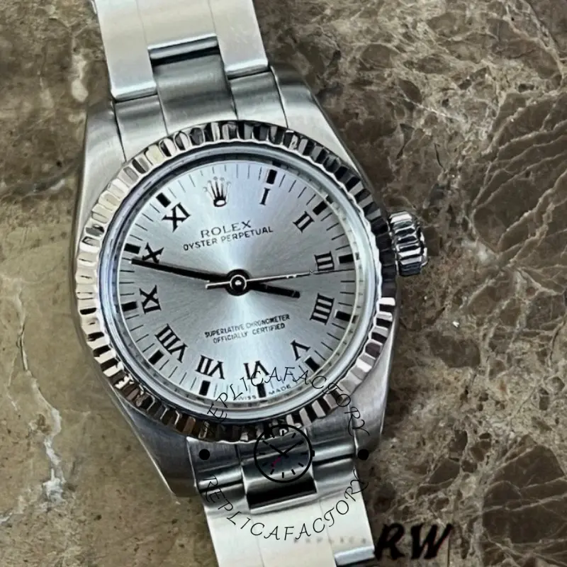 Rolex Oyster Perpetual 176234 Silver Roman Diamond Dial 26MM Lady Replica Watch - QualitySwissReplica