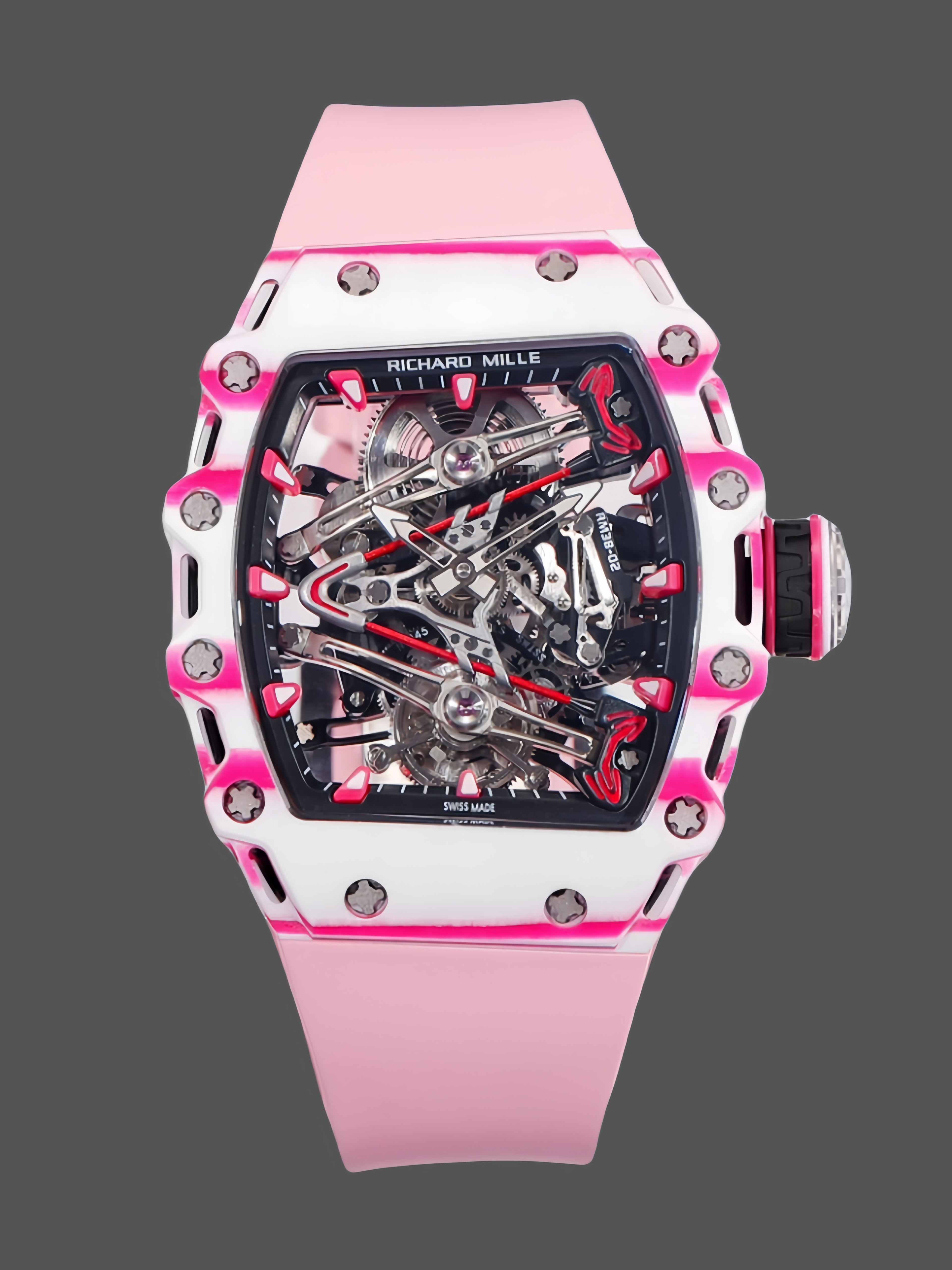 Richard Mille RM 38 02 Bubba Watson Tourbillon Pink Rubber Strap - QualitySwissReplica