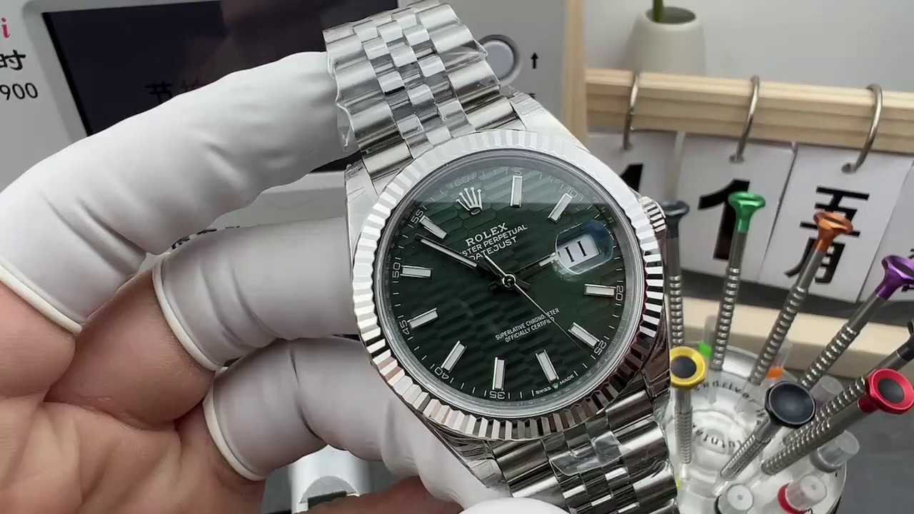 Rolex Datejust 41mm Stainless Steel 126334 0030 Mint Green Dial Fluted Jubilee - QualitySwissReplica