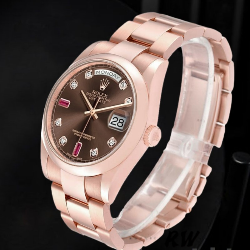 Rolex Day-Date 118205 Chocolate Brown Dial 36mm Unisex Replica Watch - QualitySwissReplica