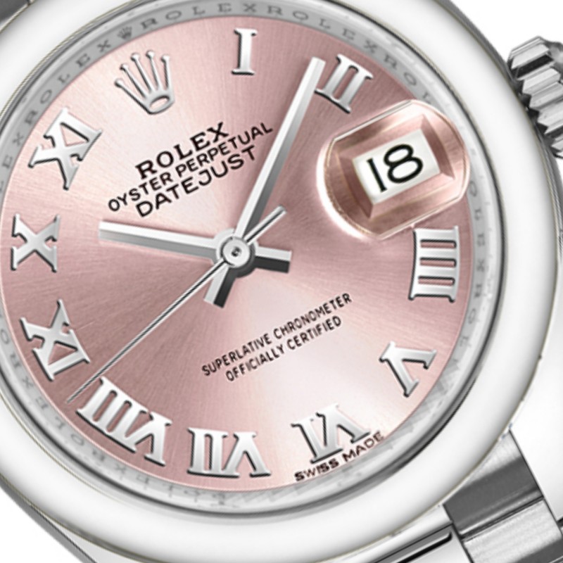 Rolex Datejust 279166 Pink Roman Numeral Dial Domed Bezel 28mm Lady Replica Watch - QualitySwissReplica