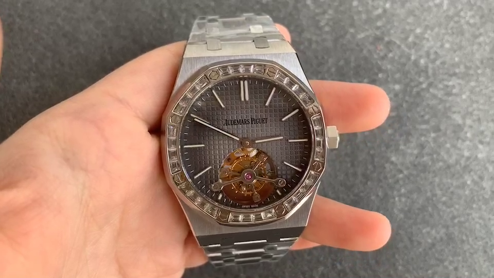 1:1 Clone AP Royal Oak Tourbillon 26516PT.ZZ.1220PT.01 Grey Platinum Diamond - QualitySwissReplica